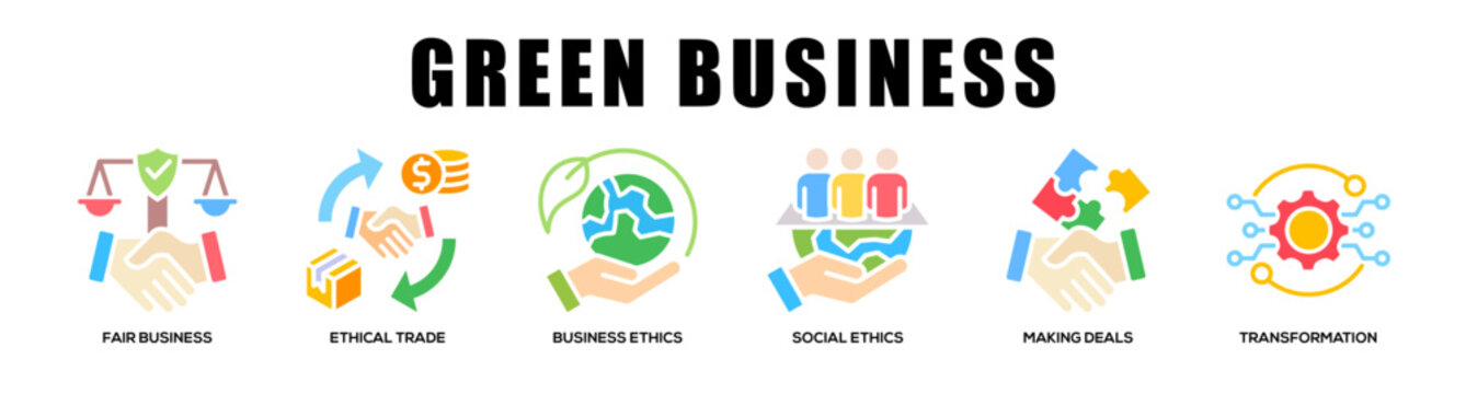 colorfull - Green Business web banner icon vector illustration concept