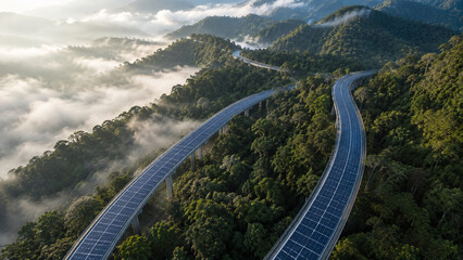 Obraz premium Hyper realistic aerial shot of solar highways