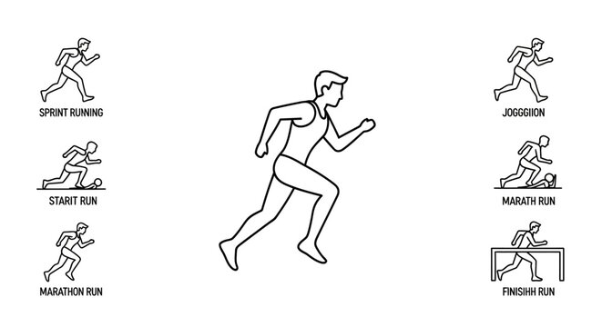 Man Running in Athletic Sprint Posture.