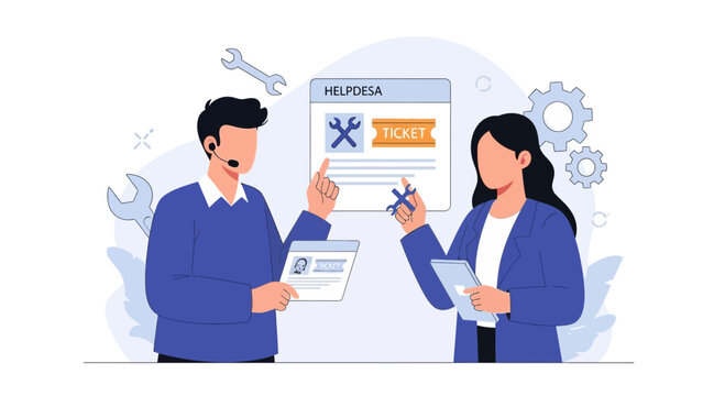 Customer Support Team Resolving Issues with Helpdesk Ticket System