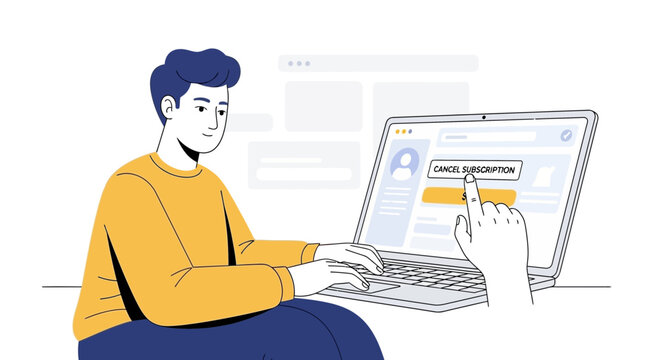 Cancel Subscription Online Service User Interface with Finger