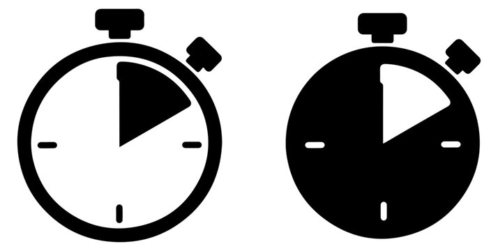 stopwatch timer outline filled vector icon set