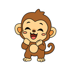 Obraz premium Cute monkey vector illustration icon element with various playful expressions and cheerful poses.
