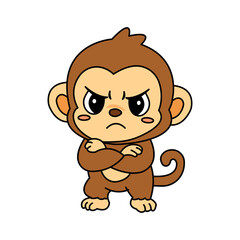 Obraz premium Cute monkey vector illustration icon element with various playful expressions and cheerful poses.