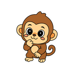 Cute monkey vector illustration icon element with various playful expressions and cheerful poses. © rokhmatulloh