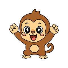 Obraz premium Cute monkey vector illustration icon element with various playful expressions and cheerful poses.