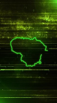 Mobile Vertical Resolution, 2160x3840 Pixels, Lithuania Country Digital Futuristic Glitch Map, Suitable for Politics, Elections, News and Sports Events