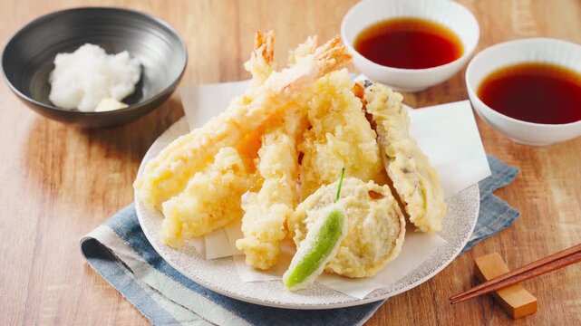 天ぷら盛り合わせ 海老・白身魚・なす・ししとう・さつまいも