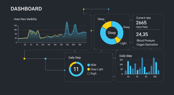 Digital Health Dashboard with Performance Metrics and Graphs