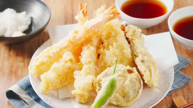 天ぷら盛り合わせ 海老・白身魚・なす・ししとう・さつまいも