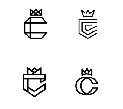 Modern Minimalist Crown and Letter C Logo Designs Collection