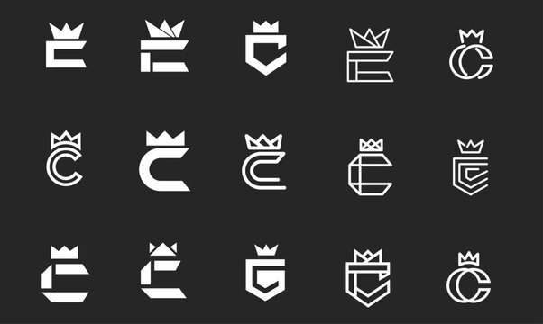C Letter and Crown Logo Design Collection: Modern, Geometric, and Minimalist Concepts