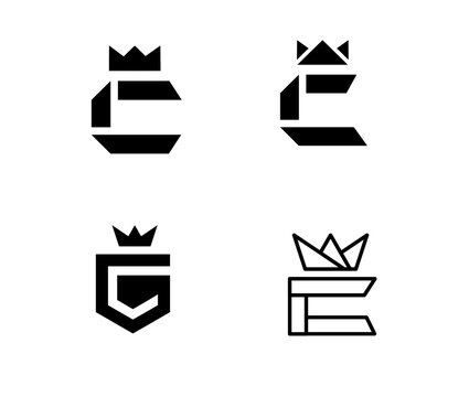 Geometric Crown Letter Logos: Modern E and G Monogram Designs