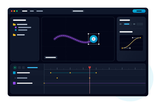 Motion graphic design software interface showcasing creative animation timeline and digital editing tools