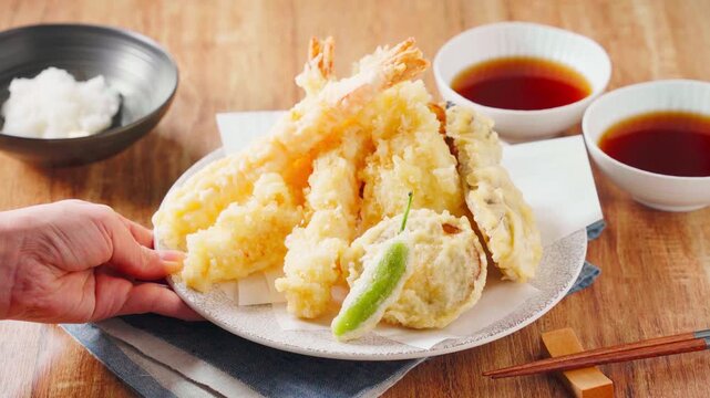 天ぷら盛り合わせ 海老・白身魚・なす・ししとう・さつまいも