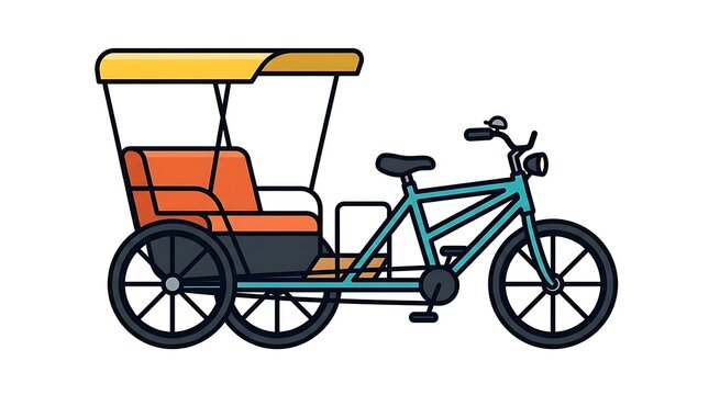 Colorful tricycle with passenger seat.