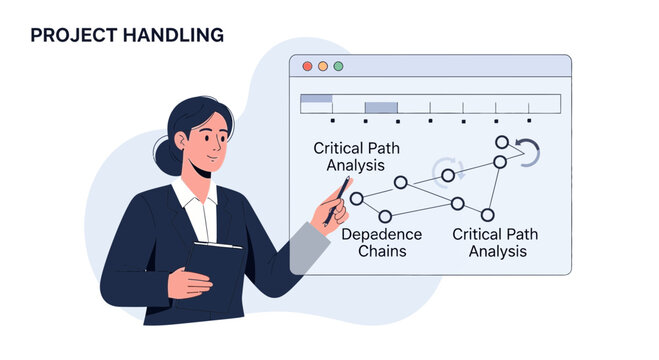 Businesswoman Explaining Critical Path Analysis and Project Handling