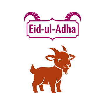 Eid ul Adha festival celebration with goat and sign illustration