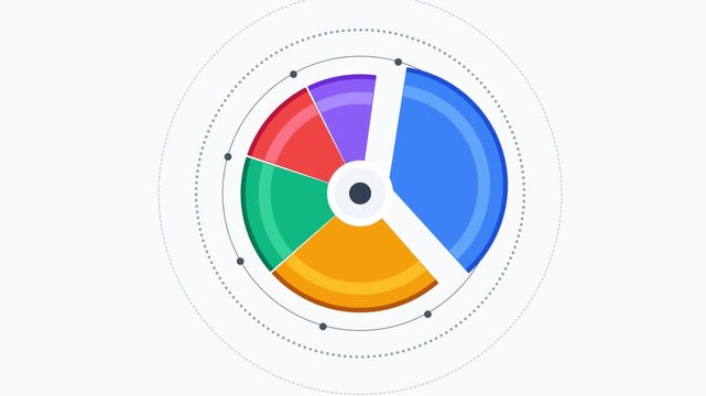 Colorful Circular Infographic Chart and Data Visualization Elements for Business Growth and Statistical Analysis on a Clean White Background