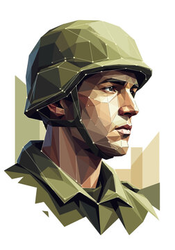 Soldier Wearing Green Helmet.