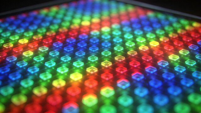 Luminous Array of Colors: A mesmerizing close-up of an array of colorful LED lights, a vibrant display of technology and illumination.