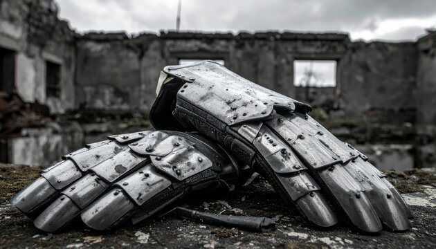 Dented Metal Gauntlets in Ruined Setting
