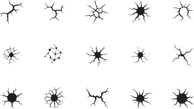 Black neuron cells with branching dendrites illustration