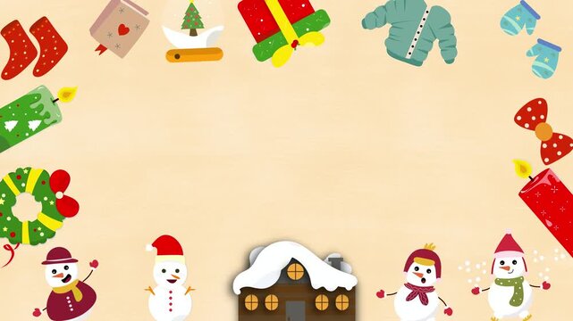 Santa Claus and Gingerbread Christmas Frame Loop 4K