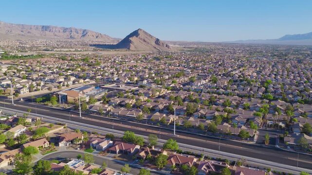Summerlin Las Vegas Aerial View of Suburban Homes and Desert Mountain