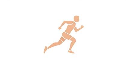 Obraz premium A simple illustration of a person running, depicted in a minimalist style with a peach-colored silhouette against a clean white backdrop