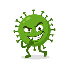 Fototapeta premium Evil Virus Character Illustration Containing smiling germ mascot mischievous face and cartoon virus