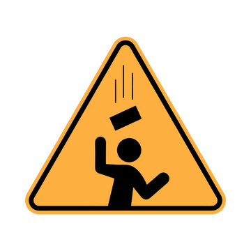 Falling object hazard warning sign vector illustration
