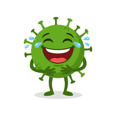 Fototapeta premium Laughing Virus Character Illustration Containing happy germ mascot funny expression and cartoon virus
