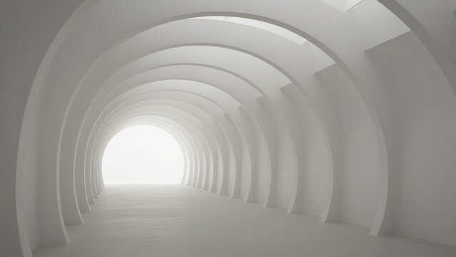 Minimalist White Architectural Tunnel Perspective