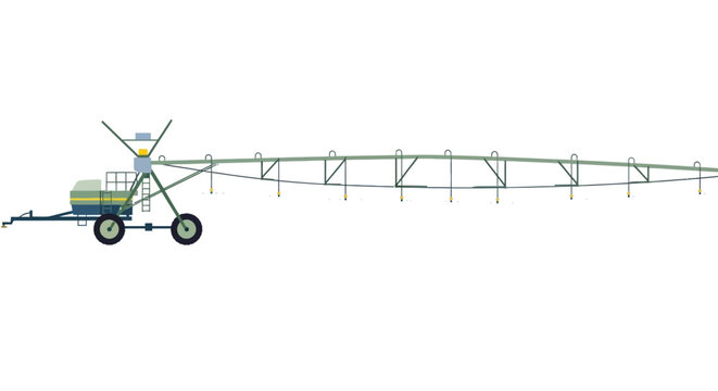Center pivot irrigation system on a white background.