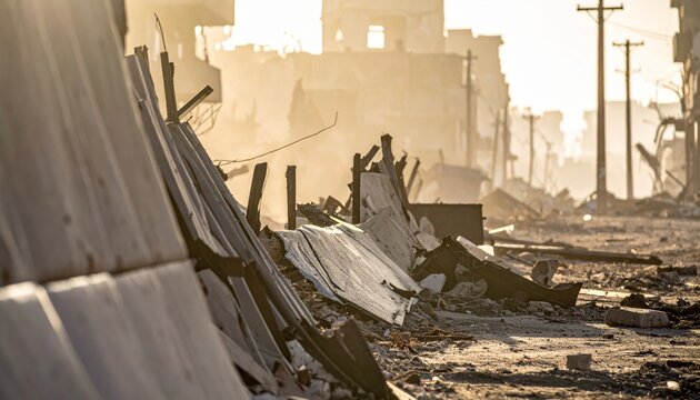 Destroyed Makeshift Barricade After Conflict