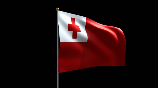 Tonga Oceania Polynesia Waving Flag Seamless Loop - 3D Rendering Animation Transparent Background