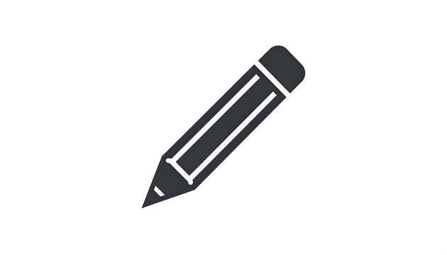 A simple, black-outlined illustration of a pencil, with its eraser end facing up and to the right, poised for writing