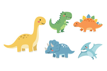 Adorable Dino Friends Set with T-Rex and Triceratops for Nursery Decor © Hellotatary