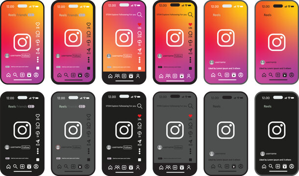 Instagram reels green and black, white, color screen overlay. Instagram Reels Story mockup template frame with iPhone 17 pro Max mock.  Instagram 2026 reels post story engagement elements