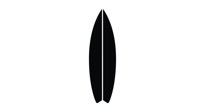 Black surfboard silhouette on a white background silhouette high quality professional detailed
