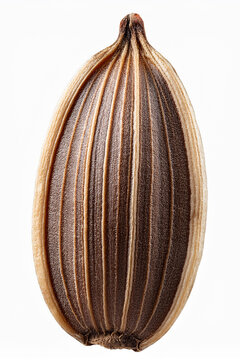 Single cumin spice grain showing natural ridged structure
