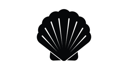 Black scallop shell silhouette on a white background silhouette high quality professional © nhpvect02