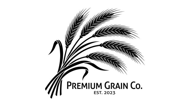 Classic grain company logo with a sophisticated wheat bundle graphic and established year