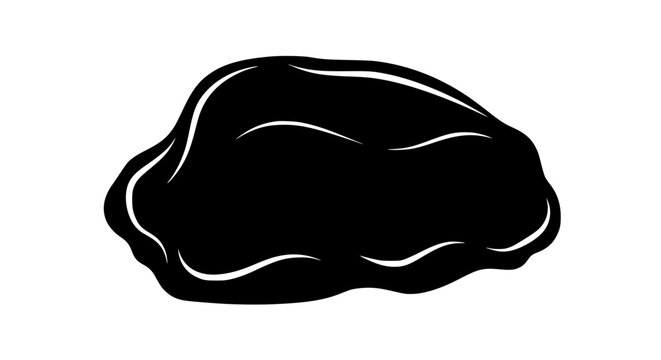 Black Silhouette Vector Illustration of a Single Raisin or Prune