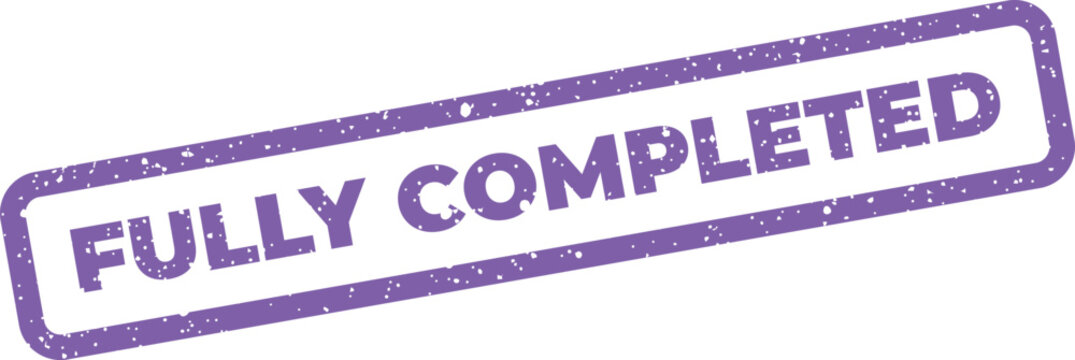 A rectangular grunged stamp displaying the phrase FULLY COMPLETED in bold capital letters for project finalization