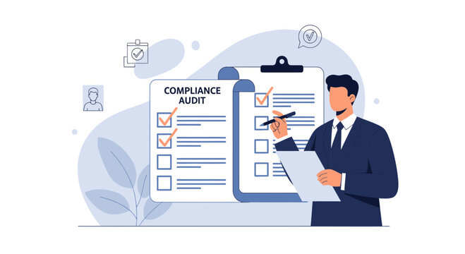 Compliance Audit Professional Checks List on Clipboard - Business Concept