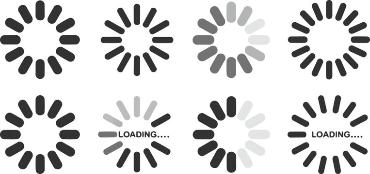 Loading Spinner Progress Indicator Icon Set Vector Collection