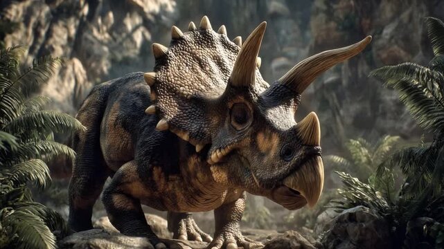 Triceratops in a Vast Prehistoric Barren Wilderness