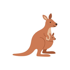 Sweet Mother Kangaroo with Baby Joey in Pouch for Australian Wildlife Art © Hellotatary